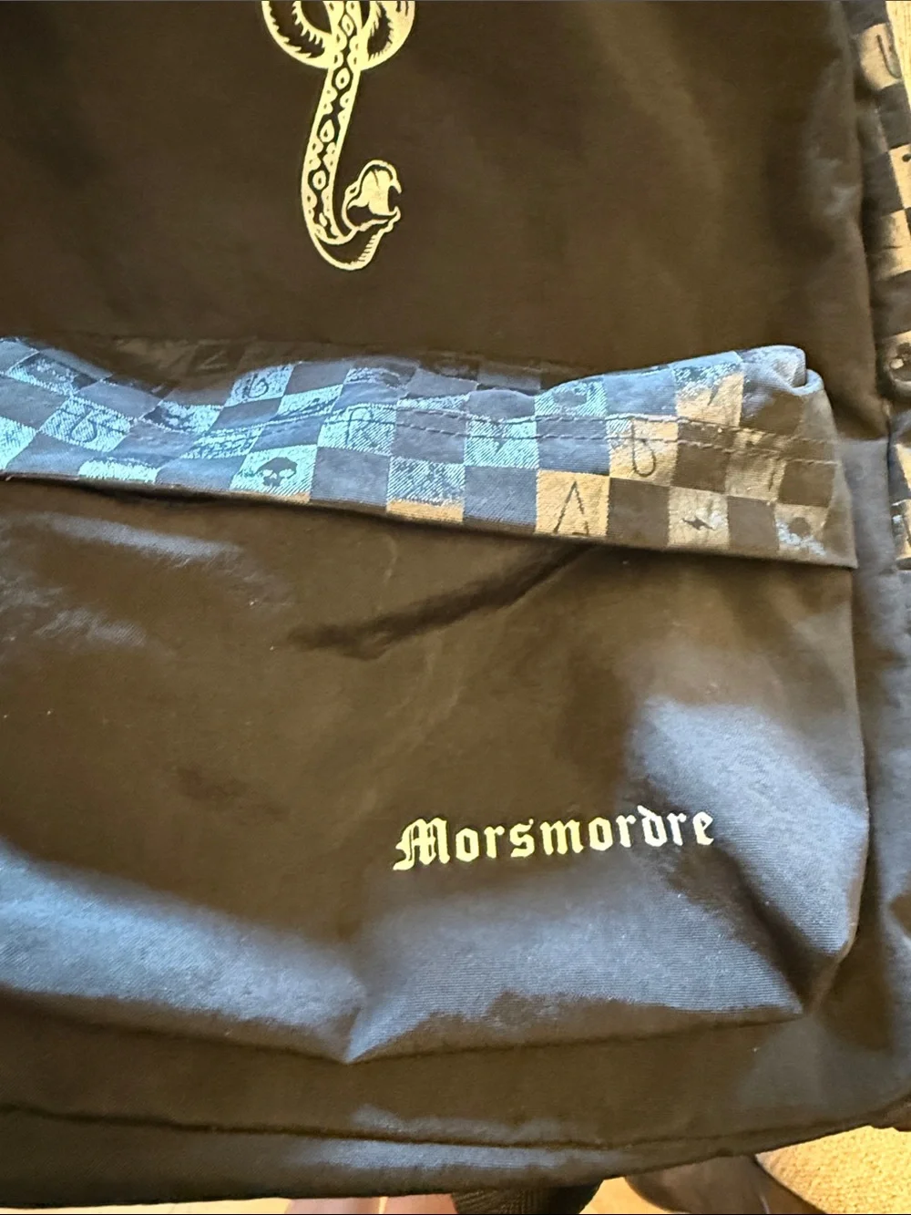 Vans X Harry Potter Dark Arts Black Backpack with White Skull & Snake Graphic